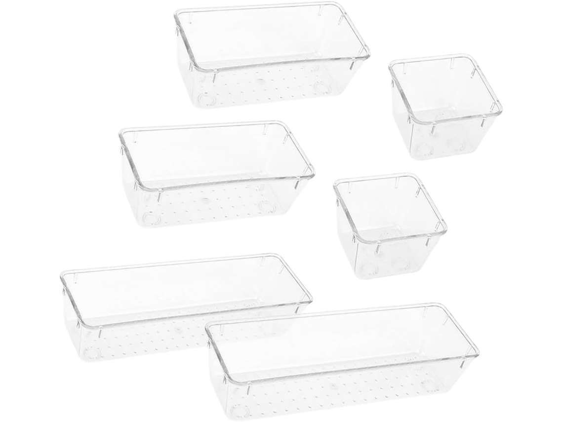 Conjunto Amosfun com 6 Bandejas Organizadoras Transparentes em Plástico Pet, Versáteis e Grande Capacidade Par