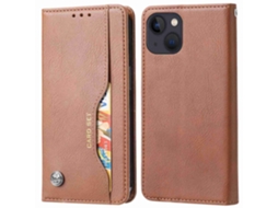 Capa Para Iphone 14 Plus Pele Sintética Anti-riscos Magnética Castanho