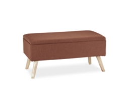 Banco Relaxdays Estofado Com Armazenamento, Pernas De Madeira, Banco Baú, A X L X P: 39,5 X 79,5 X 39,5 Cm, Castanho