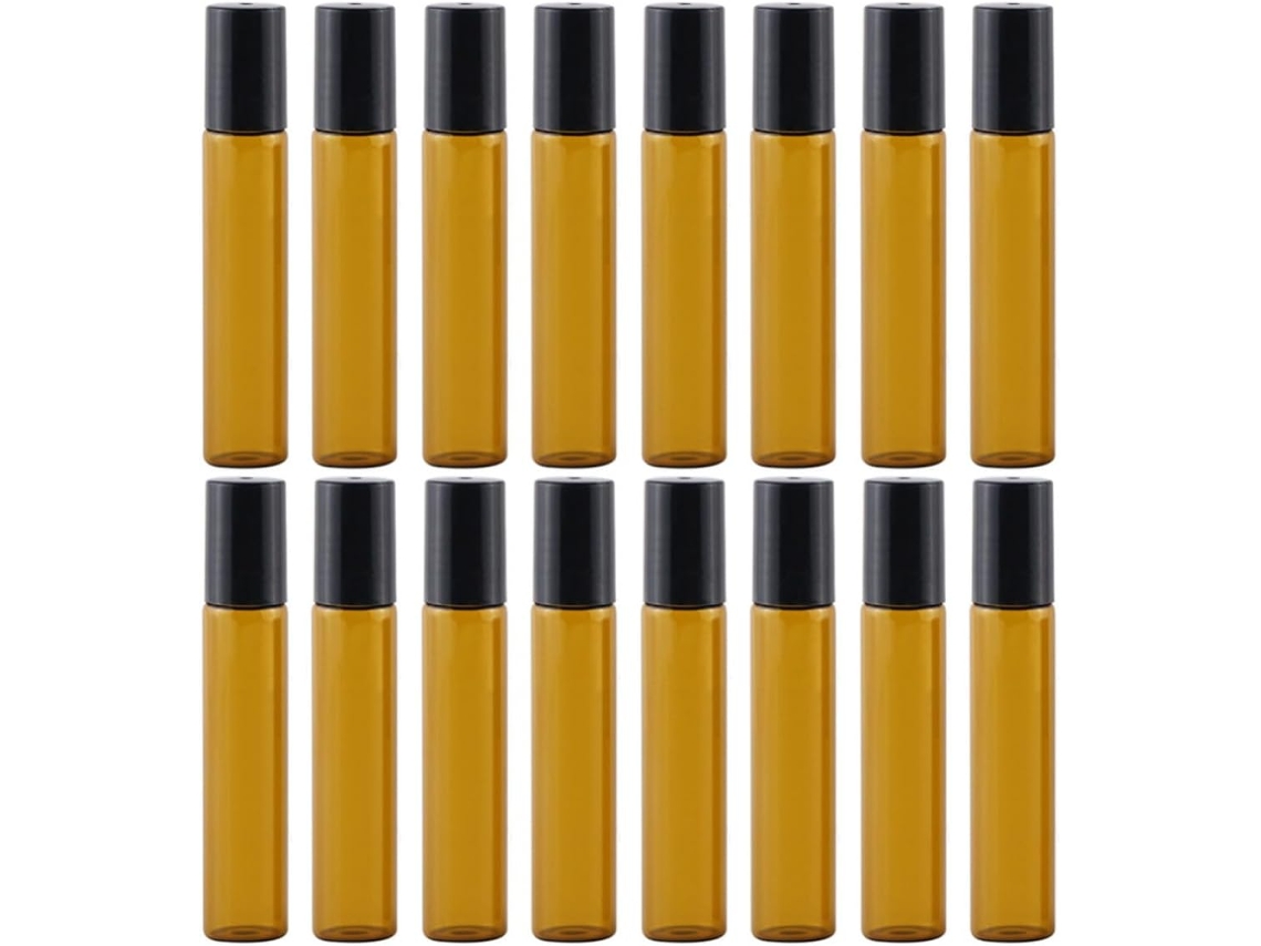Conjunto de 20 frascos roll-on de vidro e aço inoxidável