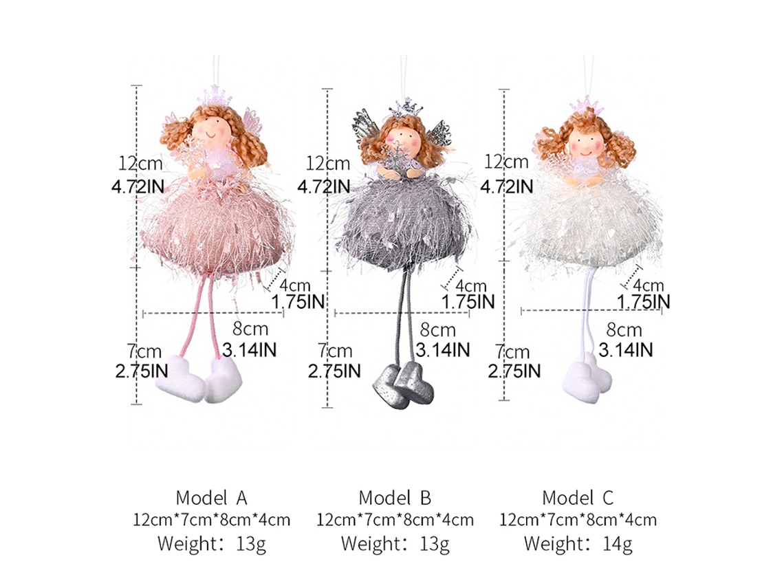 Enfeites De Boneca Anjo De Natal (conjunto Com 3 Em Saco, Decoração De Natal) Eoocoo