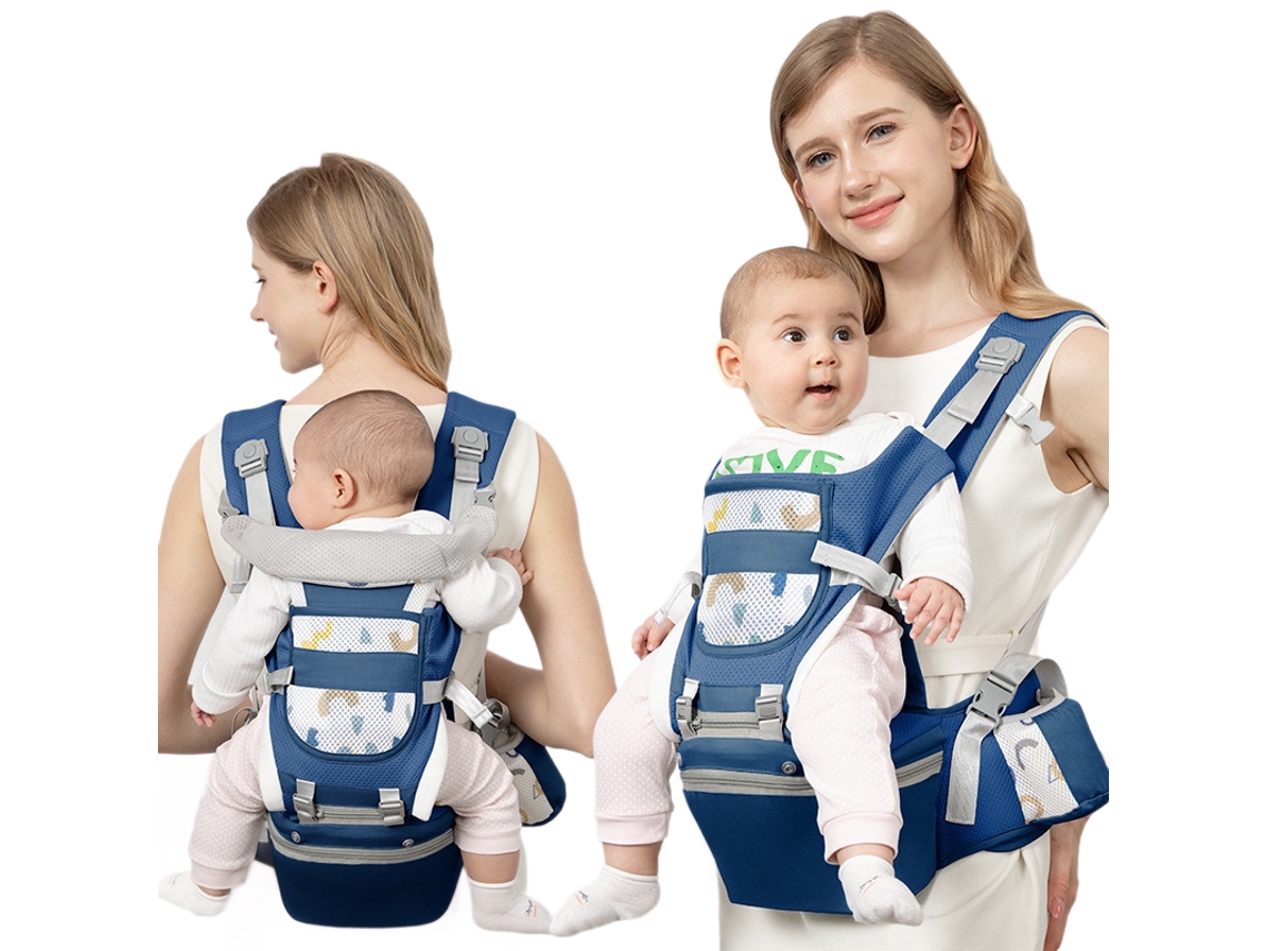 Mochila Porta-bebés Ergonómica De 0 A 48 Meses Com Posição Fisiológica Em M E Assento Capacidade De Carga De 25 Kg Azul Estampado