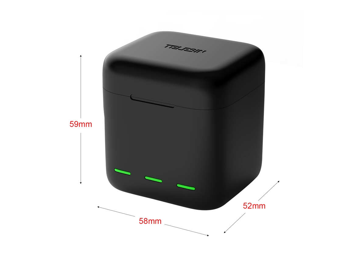 Carregador Rápido Usb De 3 Canais Com Estojo De Armazenamento Para Baterias Gopro Hero 9 10 Black, Cabo De Carga Usb Type-c Telesin Gp-bcg-901