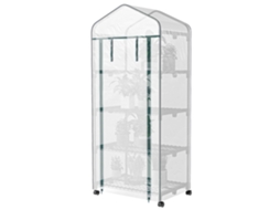 Fogão Externo Branco Com 4 Prateleiras, Rodas, Porta De Rebatimento Cobertura Pe E Estrutura Aço 69x50x165 Cm