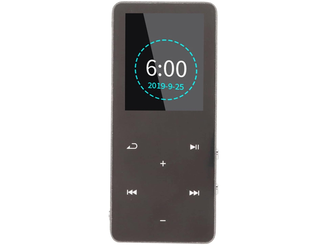 Leitor de MP3 de 128 GB, MP4 BT5.0, tela de 128 GB, entrada para fone de ouvido com redução de ruído de 1,8", botões de carregamento.