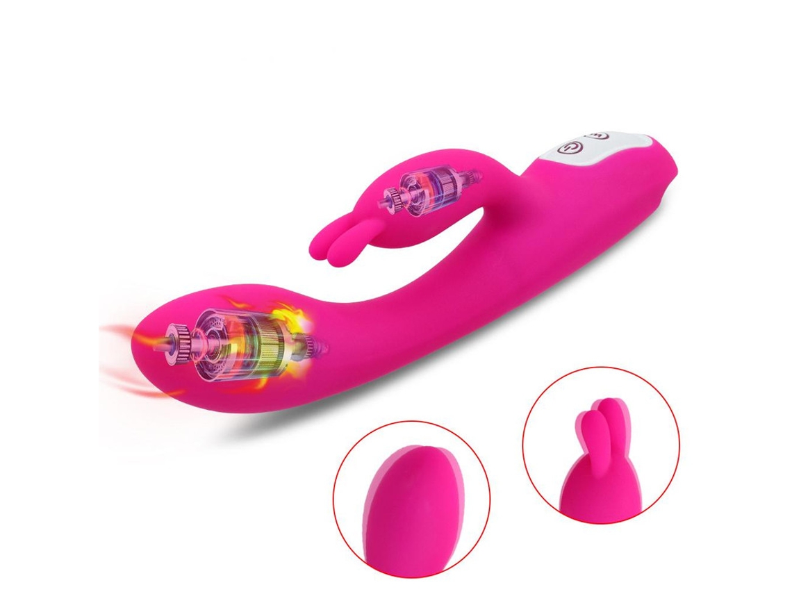 Vibrador De Silicone Macio De Coelho Com Motor Duplo Para Mulheres (rosa)