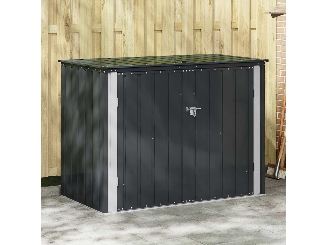 Vidaxl Caixa De Armazenamento Para Jardim Preto 151,5 X 82 X 110,5 Cm