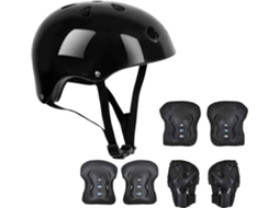 Conjunto de proteção AQUAFORGE infantil com capacete, Joelheiras e Cotoveleiras, 3-12 anos, preto