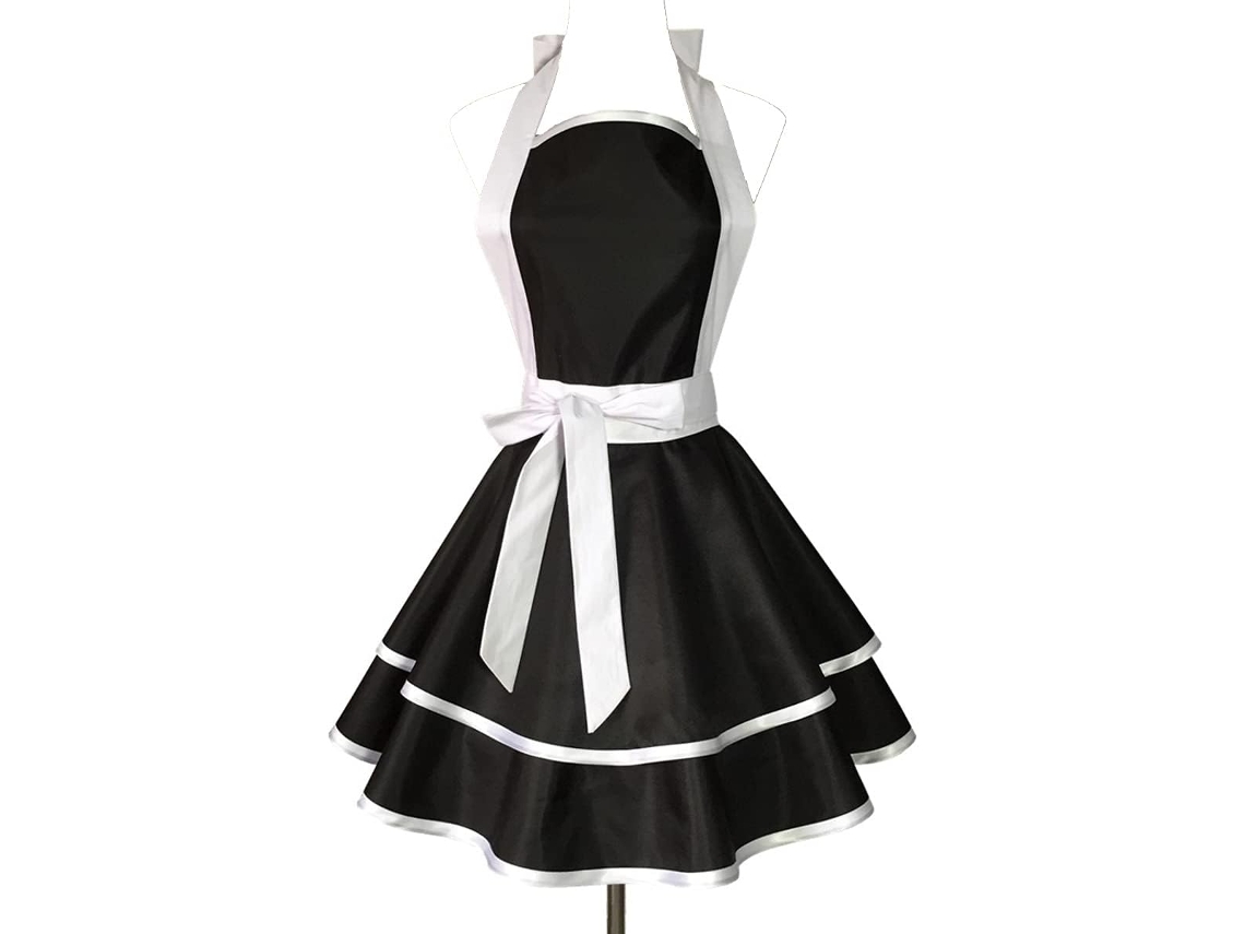 Lindo Avental Preto Retro De Algodão Feito À Mão Para Mulheres E Meninas, Ideal Para Pastelaria E Cozinha. Ótimo Presente Para O Dia Da Mãe.