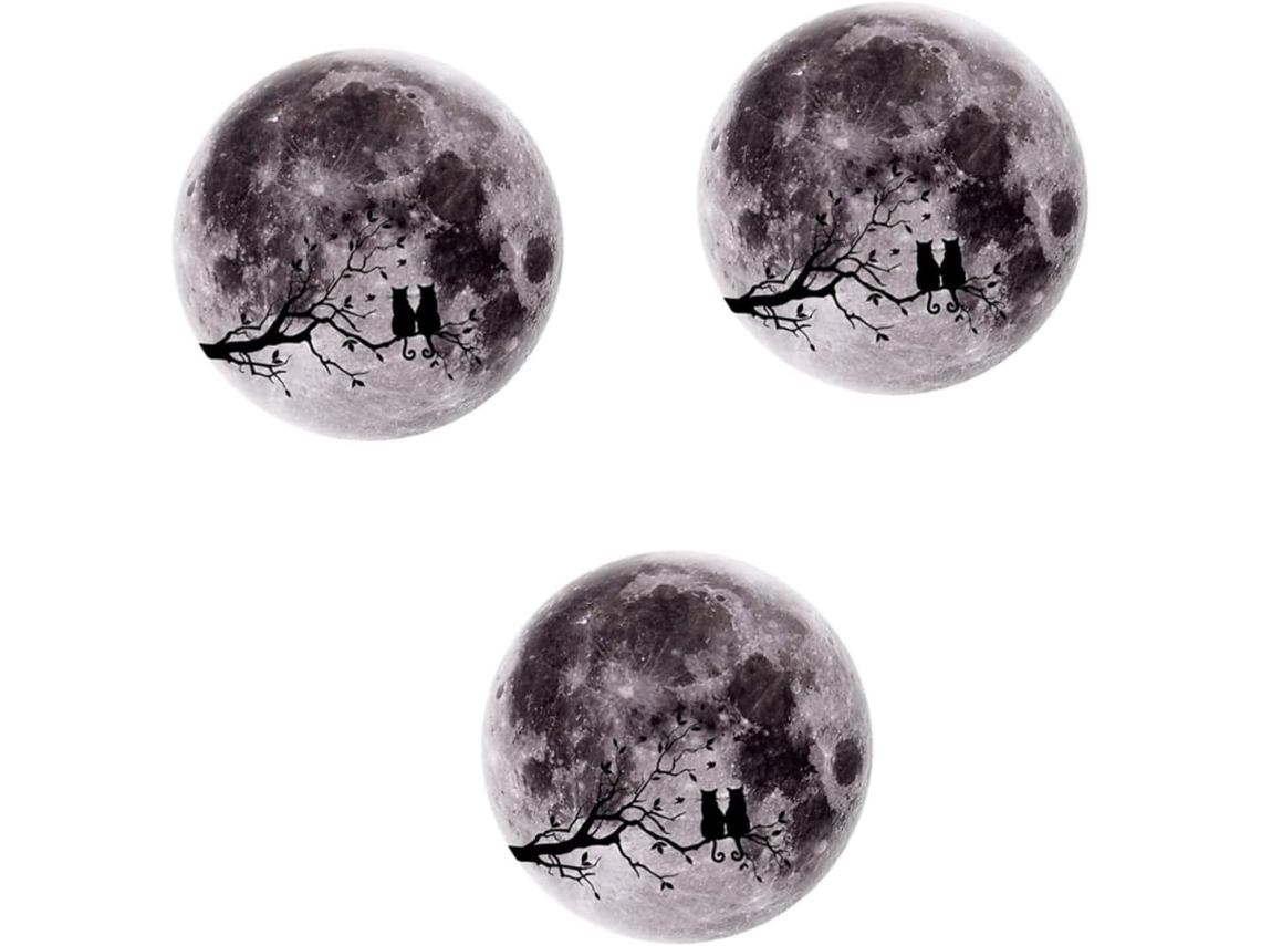 Conjunto De 3 Adesivos De Parede Luminosos Com Animais Da Floresta, Estrelas E Lua.