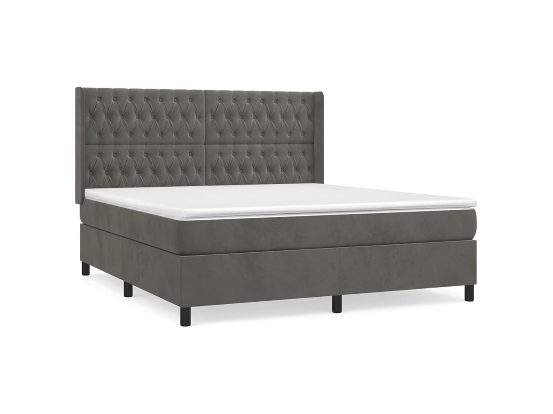 Cama com Molas e Colchão Veludo Cinzento Escuro MAISON EXCLUSIVE (180x200 cm)