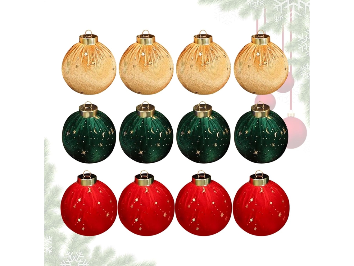 Conjunto De 12 Enfeites De Natal Em Veludo Para Decoração De Árvores De Natal, Eventos No Jardim, Am Gokoco
