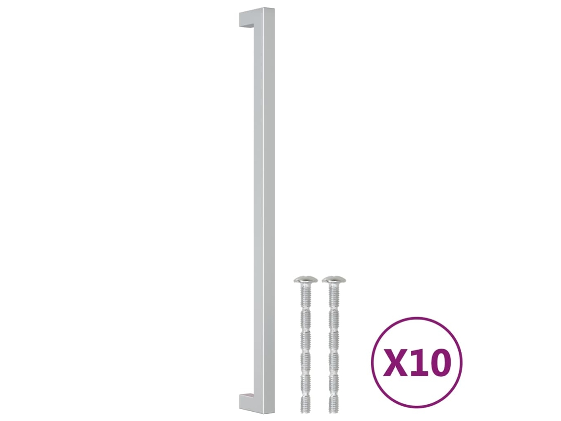 Conjunto 10 Puxadores para móveis VIDA XL aço inoxidável prateado (320 mm)