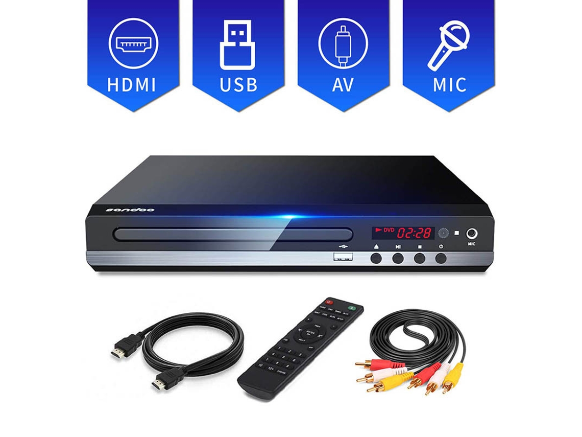 Leitor De Dvd Para Tv, Dvd/cd/mp3 Com Entrada Usb, Saída Hdmi E Av , Controle Remoto Aquaforge (cabo Hdmi E Av Incluído)