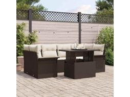 Vidaxl Conjunto de Sofá de Jardim 7 Pcs Castanho Rattan Sintético