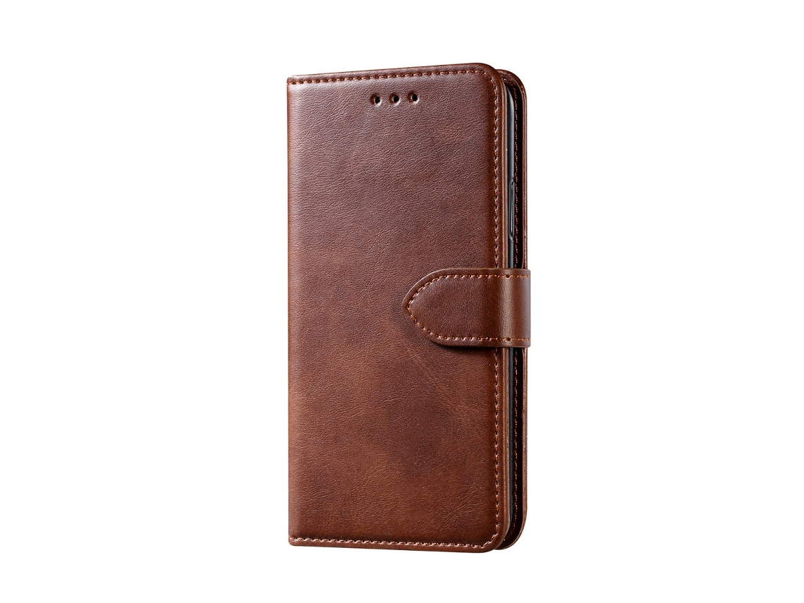 Capa Para Iphone 17 Em Couro Marrom, Estilo Carteira, Com Compartimento Para Cartão.