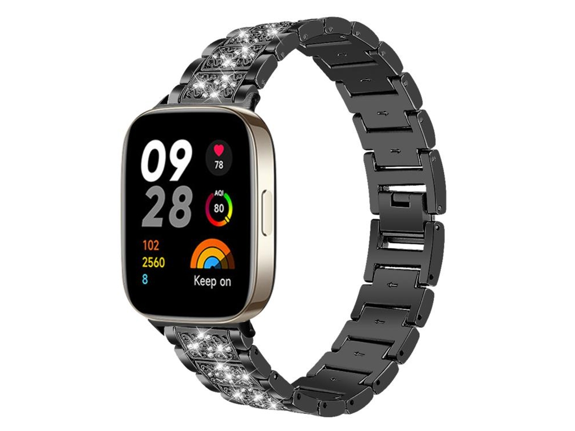 Bracelete para Redmi Watch 3 Aço Inoxidável com Joias de Diamante Preta XIAOMOYU (20mm)