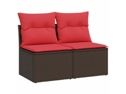 Conjunto de 2 Sofás de Jardim com Almofadões Vime Pe/acácia Castanho MAISON EXCLUSIVE