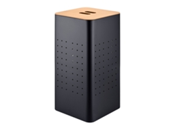 Cesto de Roupa Suja em Metal com Tampa 55 L 56x31,5x31,5 Cm Preto/natural RELAXDAYS