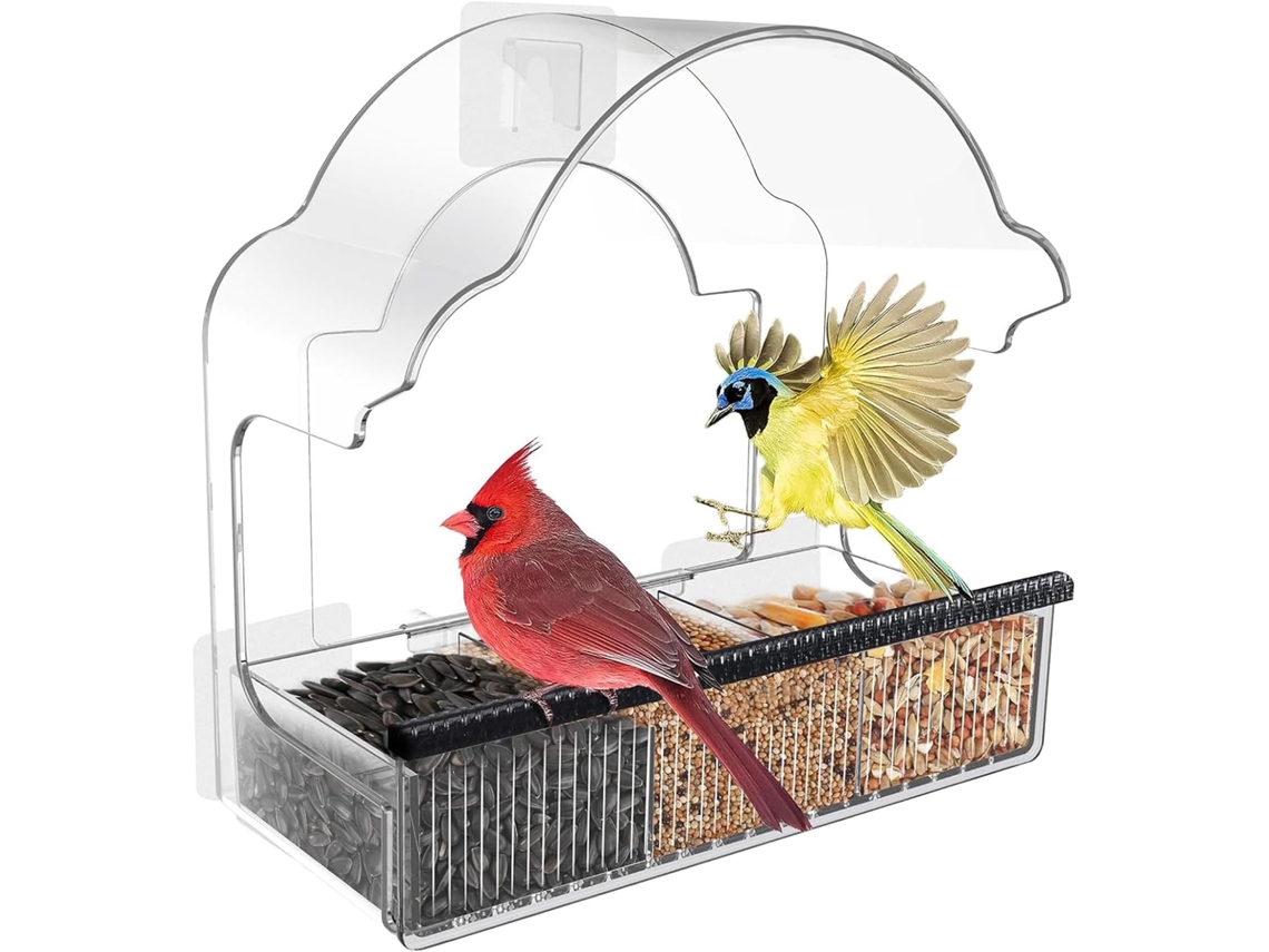 Alimentador De Pássaros Para Janela Externa Equipado Com Bandeja.