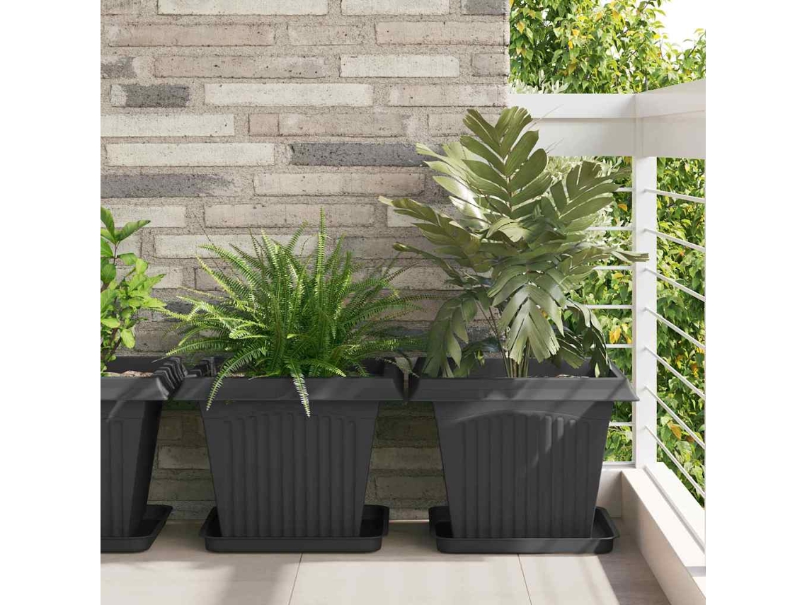 Vidaxl Vasos De Plantas 24 Unid. Preto Plástico