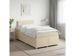 Vidaxl Cama Box Spring Com Colchão Creme 120 X 190 Cm Tecido