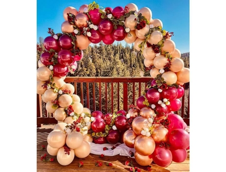 102 peças decorações de casamento civil, kit de guirlanda de balões de confete vermelho vinho para decoração de festa de casamento à noite ayuqi