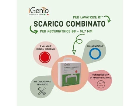 Escape Combinado para Máquina de Lavar e Secar Roupa com Válvula Conjunto de 1 IGENIO