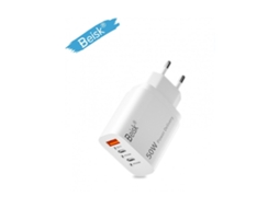 Carregador Rápido De Enchufe Da Ue De Entrega De Energia Beisk 50w, Adaptador De Carregamento Usb Multi-protocolo (qc4.0 / Pd)
