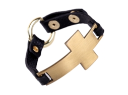 Pulseira De Couro Cruz Estilo Punk Presente Jóias Moda Feminina