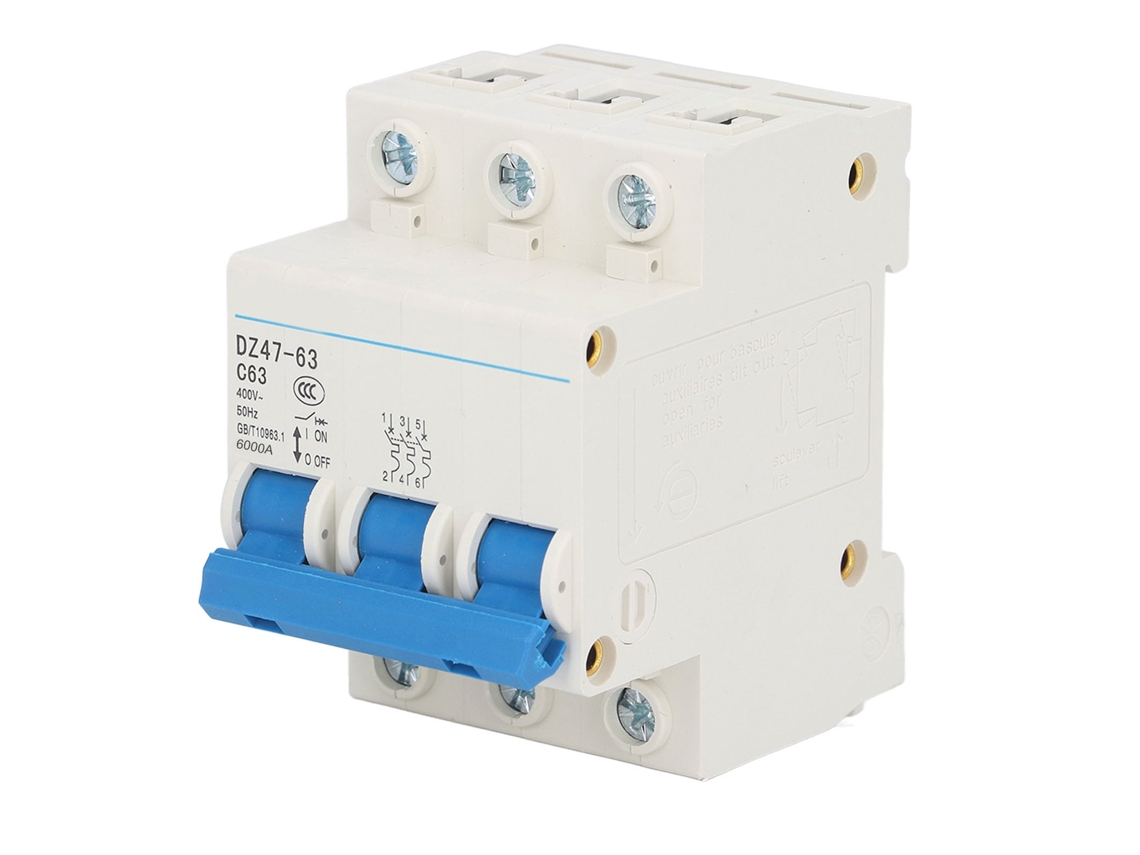 Disyuntor De Circuito Miniatura 3p 63a 400v 4500a/6000a Montaje Rail Din Universal