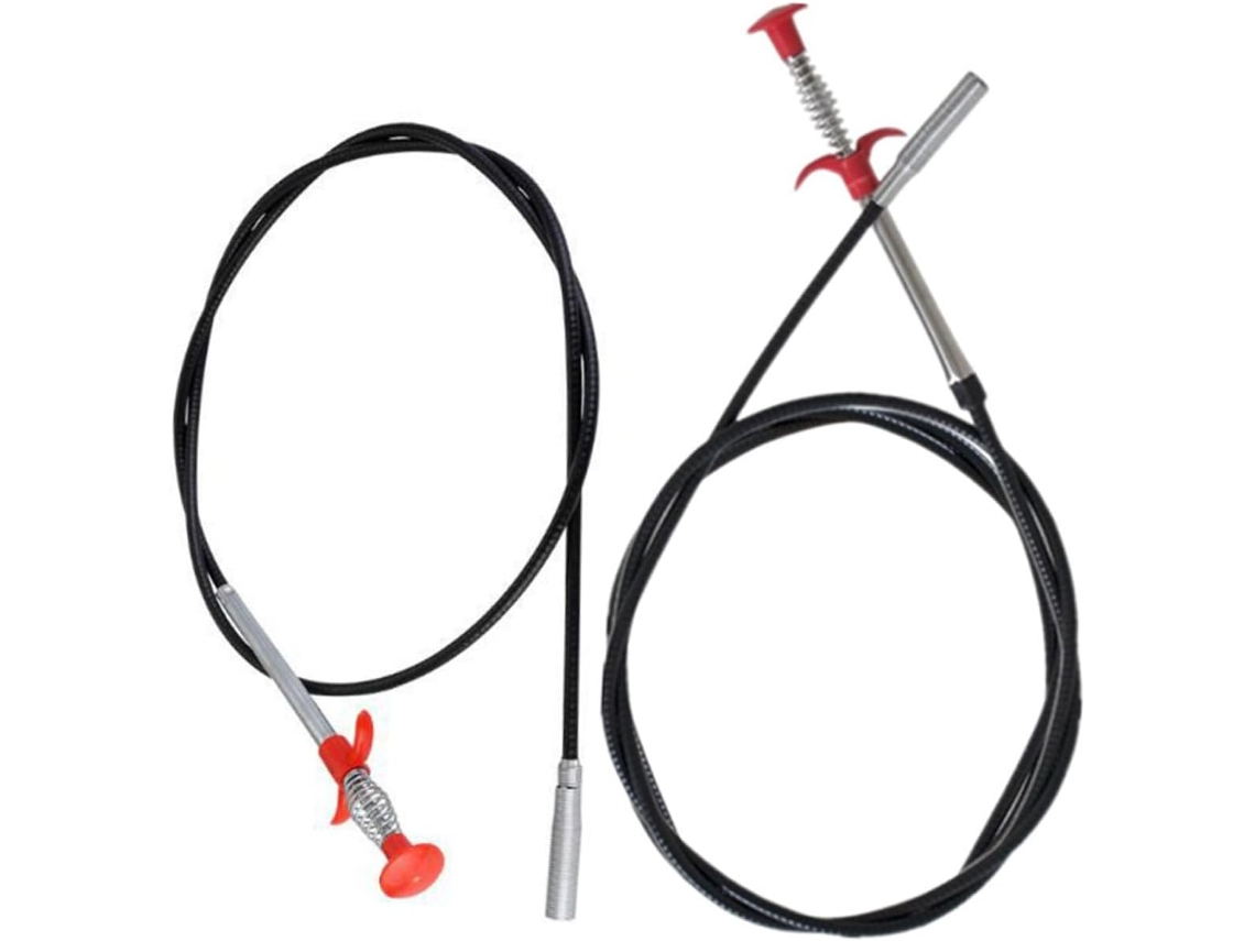 Conjunto De 2 Ferramentas Flexíveis Para Desentupimento Ralos , Com Gancho Aço