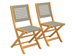 Conjunto de 2 Cadeiras Jardim Rattan e Madeira Acácia ZACHARY