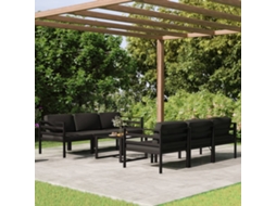 7 Pcs Conjunto Lounge Jardim Com Alumínio Antracite Dkd Home Decor