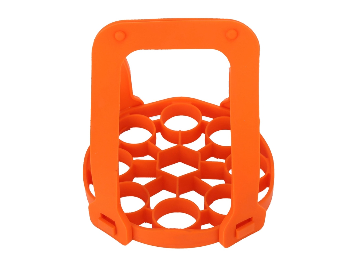 Prateleira de silicone para cozinhar ovos anti queimaduras com alças para panela de pressão laranja