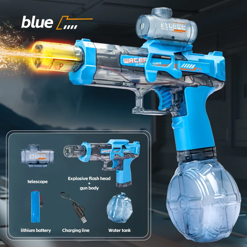 Pistola De Água Elétrica De Brinquedo, Pistola De Água Automática Recarregável, Alcance De 8 Metros.
