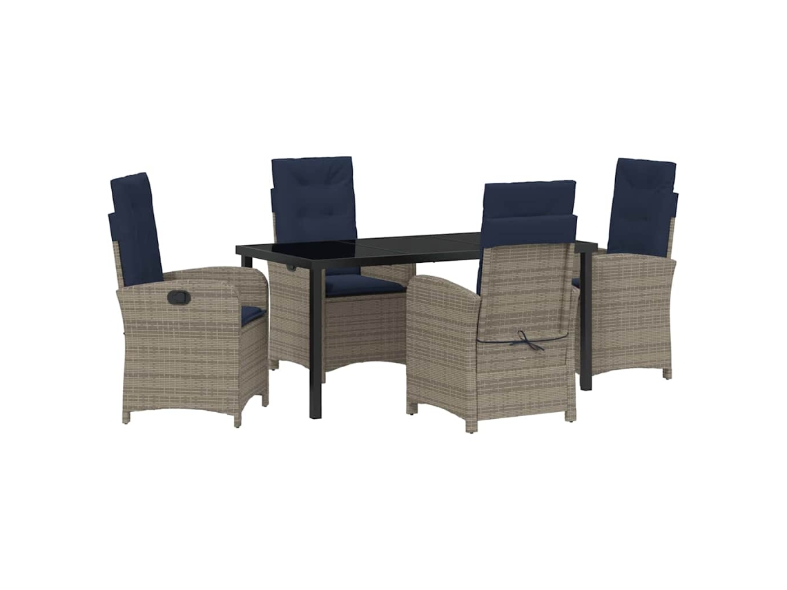 Conjunto 5 De Jantar Para Jardim Vidaxl Cinzento Vime Pe
