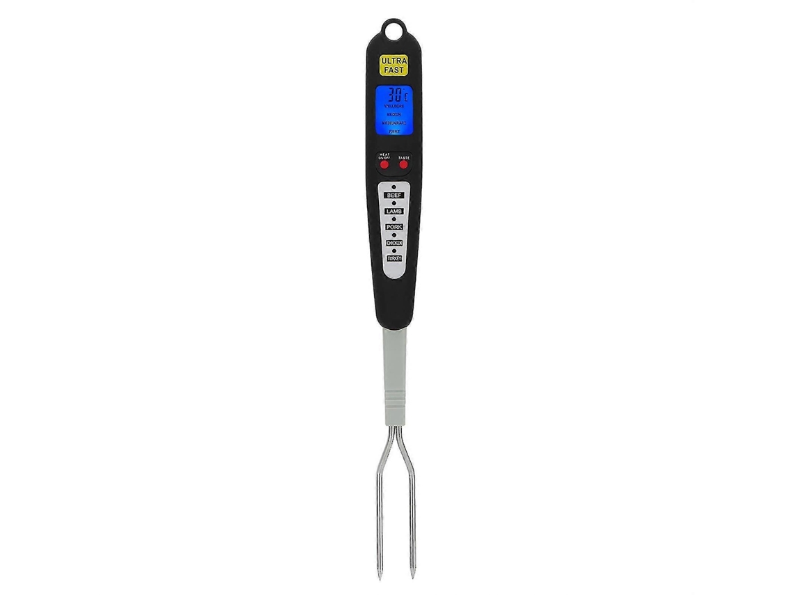 Garfo Termômetro Digital Para Churrasco Leitura Direta, Sonda Dupla, Visor Led Aquaforge (fmy)