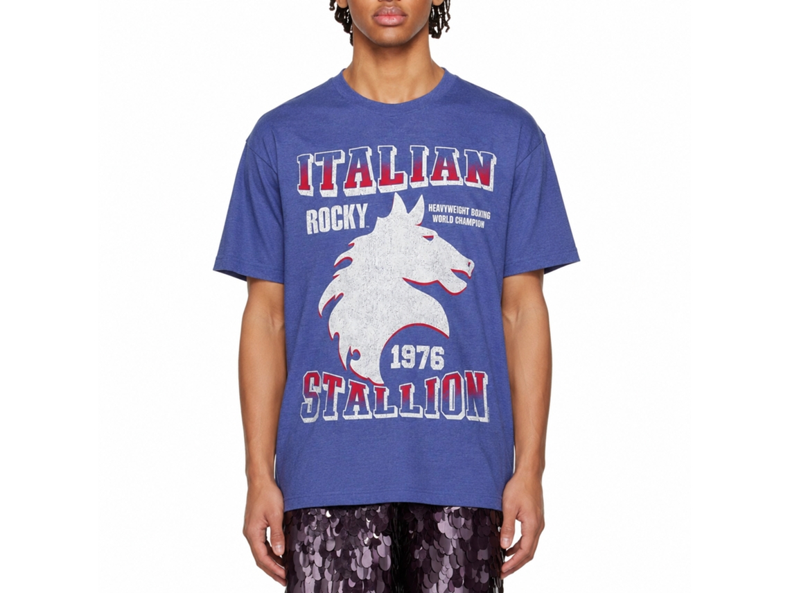 Rockinstone Rocky Movie Stallion Heather Royal Adult T-shirt Size:l