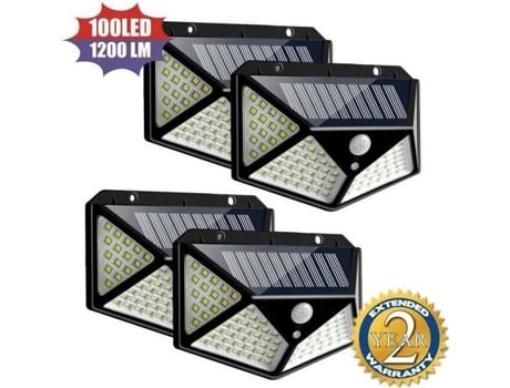 Betian Luminária de parede solar para exterior 100 Led com sensor de movimento Ip65 à prova d'água para iluminação externa de jardim 1 peça Kimiss