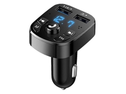 Transmissor E Receptor Bluetooth 5.0 Para Carro Com Rádio Fm, Reprodutor De Áudio Bluetooth E Duas Portas Usb Para Carregar Pen Drives E Celulares.