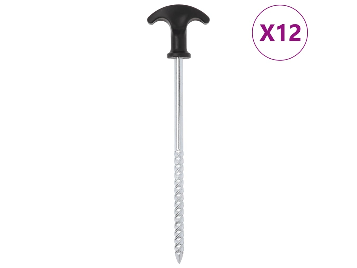 Vidaxl Estacas Para Tenda 12 Pcs 20 Cm Ø7 Mm Aço Galvanizado