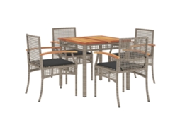 Conjunto de 5 Jantar para Jardim com Almofadões Vime Pe Cinza MAISON EXCLUSIVE