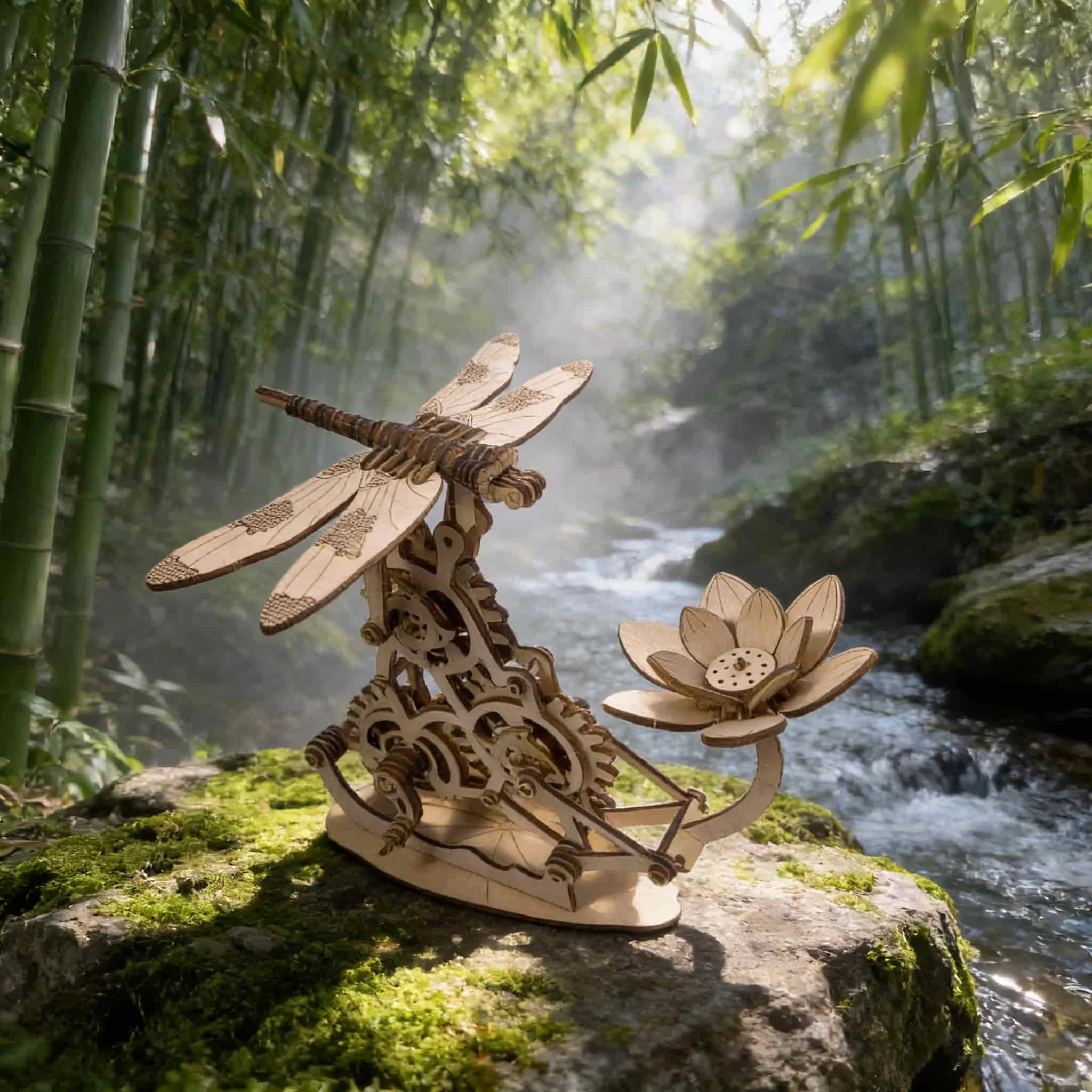 Kit de Montagem Diy Quebra cabeça 3d de Madeira Libélula Voadora MDUG
