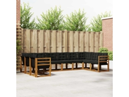 Vidaxl Conjunto De Sofás Para Exterior 10 Unid. Natural E Preto