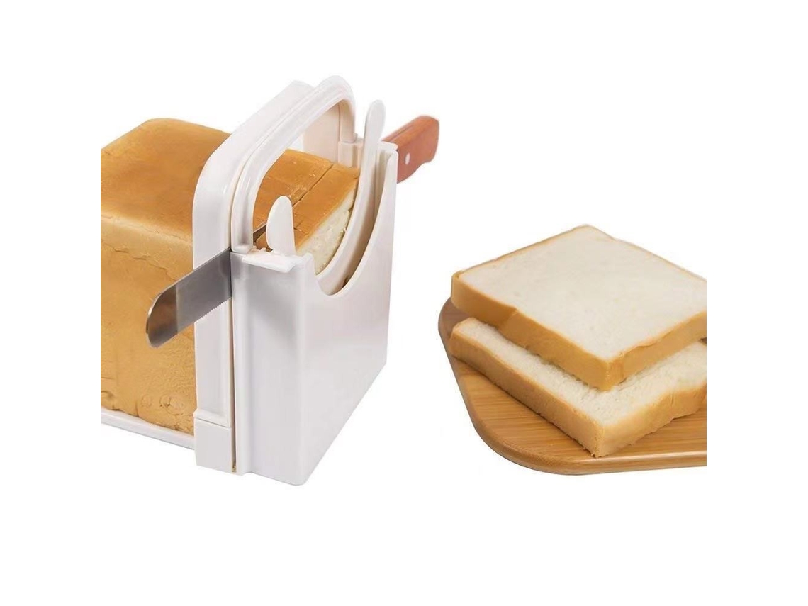 Cortador De Pão Ajustável E Dobrável, Cor Branco, 3 Fatias De Espessura, Para Uso Doméstico, Confeitaria E Organização Da Cozinha