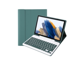 Capa Com Teclado Bluetooth Em Couro Compatível Com Samsung Galaxy Tab S6 Lite P610/615/613/619, Porta-caneta, Cor Verde