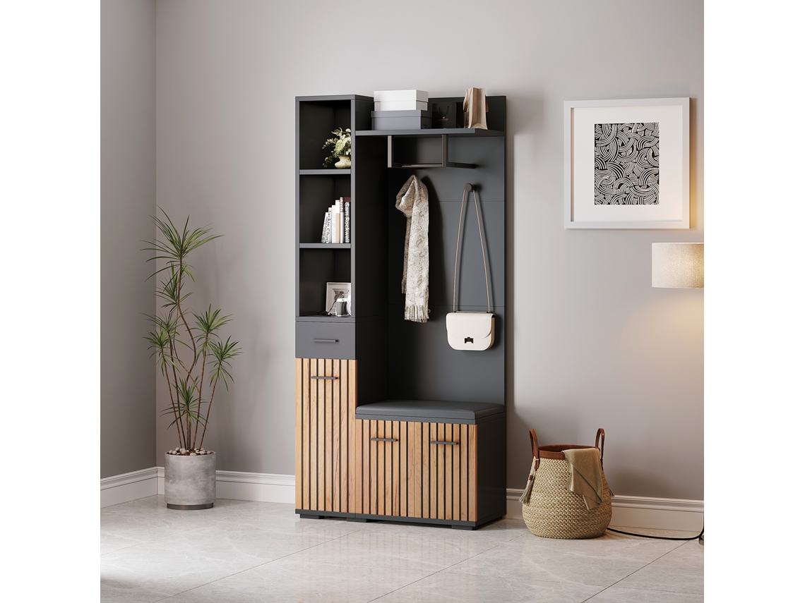 Mesa TV 170x35x50cm, Rack com 2 Armários e 1 Gaveta, para TVs até 70
