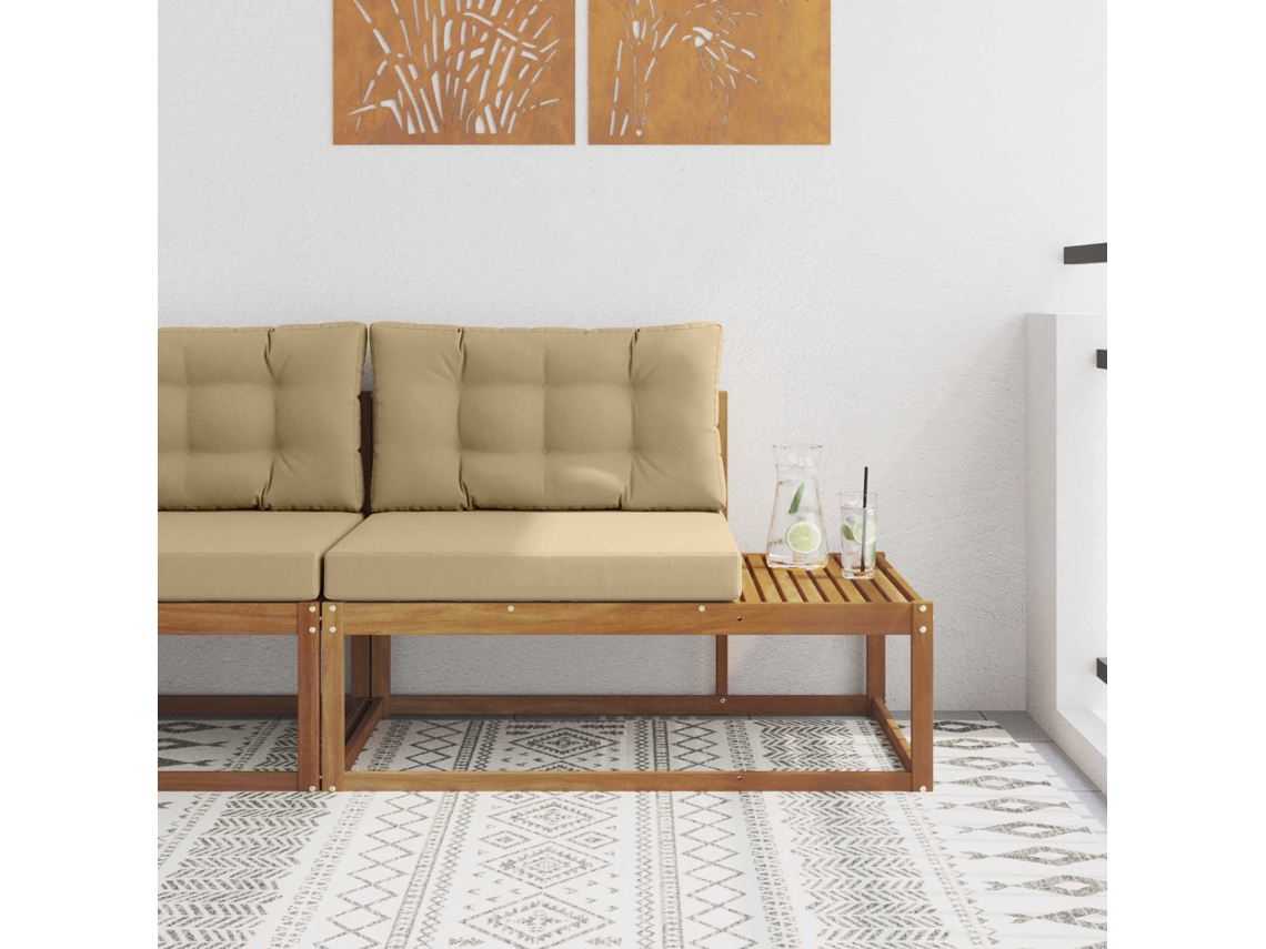 Vidaxl Sofá De Canto Externo Com Almofada Natural 115 X 83 X 73 Cm