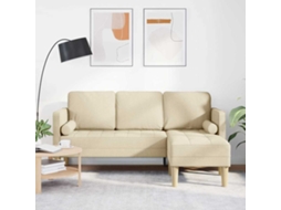 Vidaxl Conjunto De Sofás Com Almofada Creme Poliéster